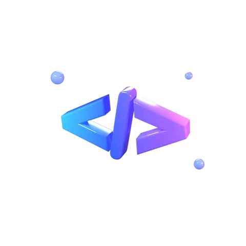 Glossy gradient 3D code symbol icon